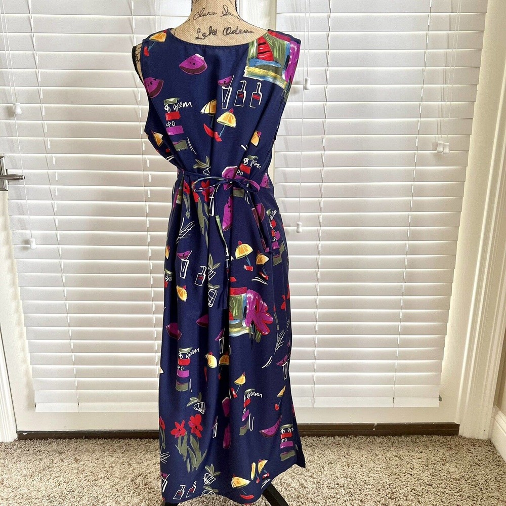 Casual Corner Annex Womens Sz 6 Petite Blue Sleeveless Margarita Drink Dress - Picture 5 of 12